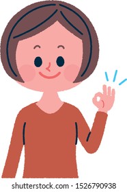 
Adult woman doing OK pose