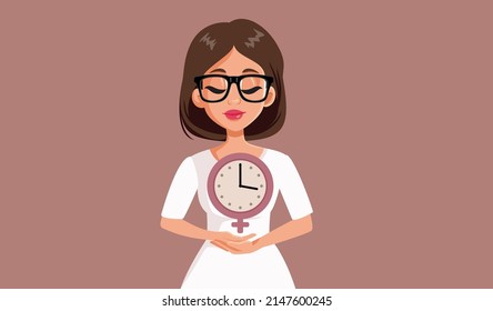 
Adult Woman Holding a Clock Conceptual Vector Illustration. Senior professor explaining protective measures for school reopening
