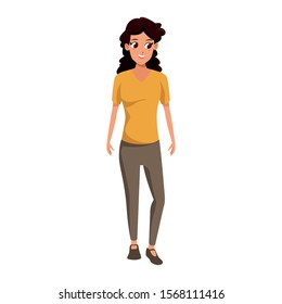 adult woman standing icon over white background, vector illustration