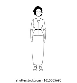 adult woman wearing casual clothes over white background, vector illustration