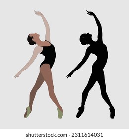 Adult Woman's Set of Dancer Silhouettes with Portrait.