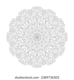 Adult Zen Blossoms coloring book mandala page for kdp book interior. Peaceful Petals, Ability to Relax, Brain Experiences, Harmonious Haven, Peaceful Portraits, Blossoming Beauty mandala design.