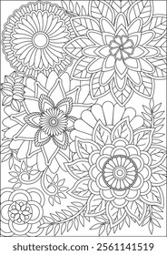 Adult Zen Flower Coloring Page Vector