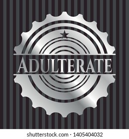 Adulterate silver shiny badge. Vector Illustration. Mosaic.