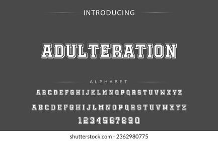 Adulteration Sport Modern Italic Alphabet Font. Typography urban style fonts for technology, digital, movie logo design. vector illustration