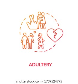 Adultery concept icon. Cheating idea thin line illustration. Boyfriend and girlfriend betrayal. Wife and husband divorce reason. Vector isolated outline RGB color drawing