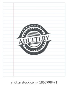 Adultery emblem with pencil effect. Vector Illustration. Detailed. 