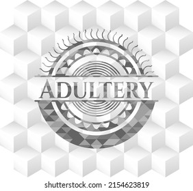 Adultery grey emblem with cube white background. 