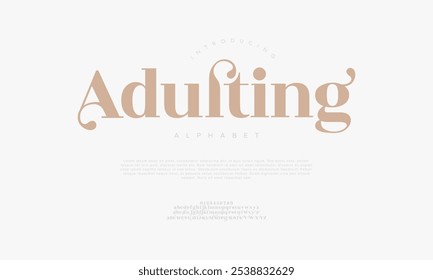 Adulting tipografia beleza moda elegante minimalista serif italic fontes decorativo casamento vintage retro logos. Logotipo de fonte de luxo mínimo alfabeto. Ilustração vetorial