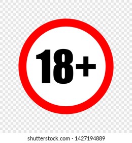 Adults 18 content  rating symbol. Sign on transparent background