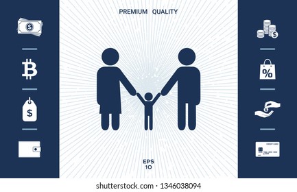 Adults with a child - family icon. Graphic elements for your design