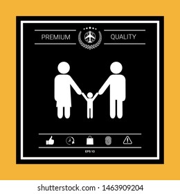 Adults with a child - family icon. Graphic elements for your design