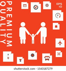 Adults with a child - family icon. Graphic elements for your design