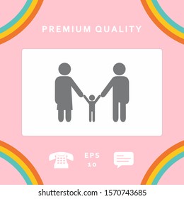 Adults with a child - family icon. Graphic elements for your design