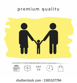 Adults with a child - family icon. Graphic elements for your design