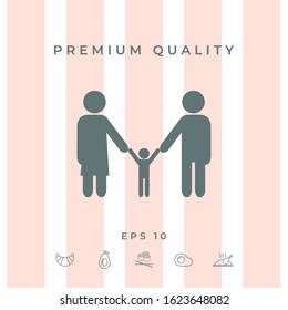 Adults with a child - family icon. Graphic elements for your design