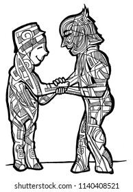 Adults coloring page when too friends meet