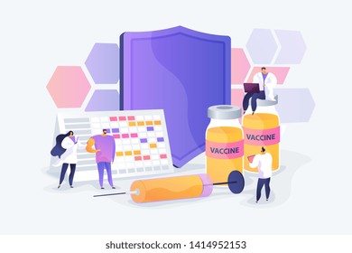 Adults Getting Flu Vaccine Shots. Epidemy Prevention. Vaccination Program, Disease Immunization Vaccine, Medical Health Protection Concept. Vector Isolated Concept Creative Illustration