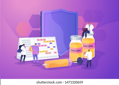 Adults getting flu vaccine shots. Epidemy prevention. Vaccination program, disease immunization vaccine, medical health protection concept. Vector isolated concept creative illustration