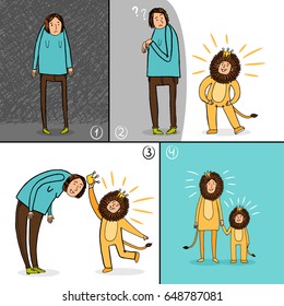 Adults have much to learn from children. Illustration about increase of self-esteem.