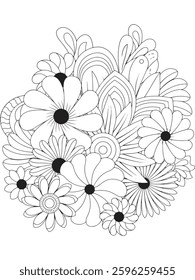 adults and kids flower coloring pages for black and white