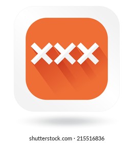 Adults only content sign. Vector XXX sticker. Age limit icon. Prohibition sign. Eps 10. White flat icon with long shadow. Age limit. Transparent. gradient