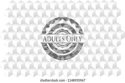 Adults Only grey emblem with cube white background