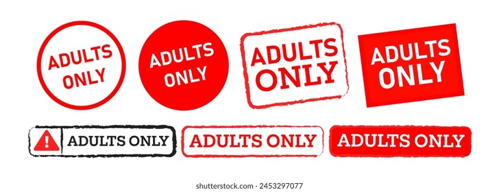 adults only rectangle square and circle stamp label sticker sign for restricted content