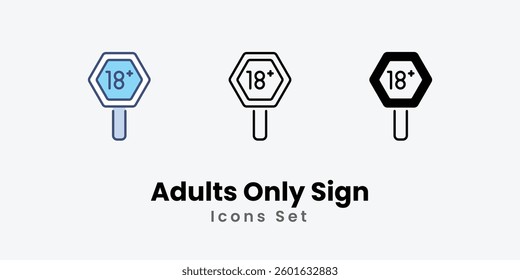 Adults Only Sign icons vector set stock illustration.
