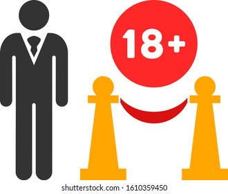 For adults only vector icon. Flat For adults only symbol is isolated on a white background.