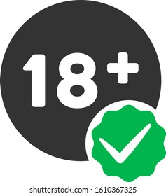 Adults only vector icon. Flat Adults only pictogram is isolated on a white background.