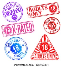 Adults only and X rated rubber stamp vectors