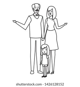 adults parents couple with little daughter