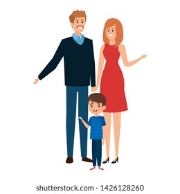 adults parents couple with little son