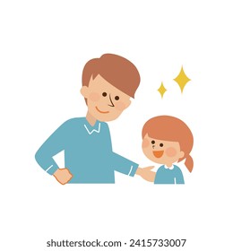 Adults praising children Cute illustration material