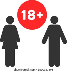 For adults vector icon. Flat For adults symbol is isolated on a white background.