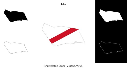 Adur blank outline map set