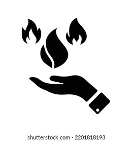 Adust, burning, burnt icon. Black vector graphics.