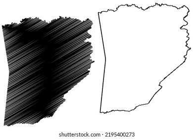 Adustina municipality (Bahia state, Municipalities of Brazil, Federative Republic of Brazil) map vector illustration, scribble sketch Adustina map