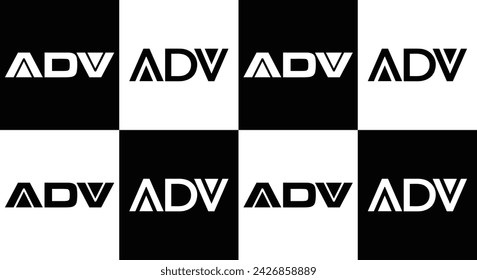 ADV logo. A D V design. White ADV letter. ADV, A D V letter logo design. Initial letter ADV linked circle uppercase monogram logo.