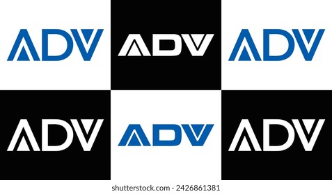 ADV logo. A D V design. White ADV letter. ADV, A D V letter logo design. Initial letter ADV linked circle uppercase monogram logo.