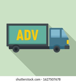 Adv truck icon. Flat illustration of adv truck vector icon for web design