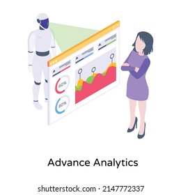 Advance analytics isometric icon, vector design 

