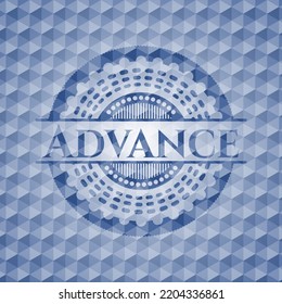 Advance blue emblem with geometric pattern background. Vector Illustration. Detailed. 
