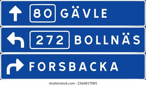 Advance direction sign, stack type, Signs giving information, Special regulation, Road signs in Sweden