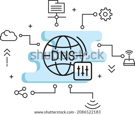 Advance Domain Name configuration Concept, Decentralized naming system Vector Icon Design, Cloud computing and Web Hosting services Symbol, Domain Name Server Settings Concept stock illustration