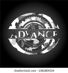 Advance grey camo emblem. Vector Illustration.