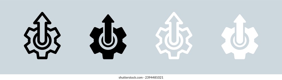 Advance icon set in black and white. Growth signs vector illustration.