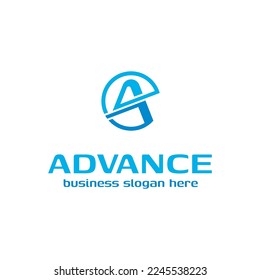 Advance Logo - A Letter. A Logo - Abstract letter "A" mark symbol. - Advance Logotype. Simple and modern. Lettermark Blue color