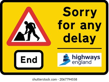 Advance notification, Information for drivers in respect of road works, See description below, Starting date and duration of road works, road signs in the United Kingdom